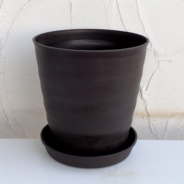 フレグラーポット：27型ダークブラウン受け皿付き