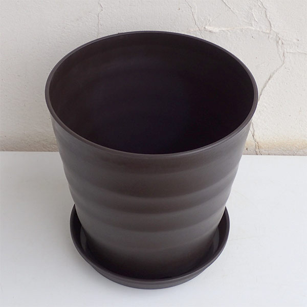 フレグラーポット：21型ダークブラウン受け皿付