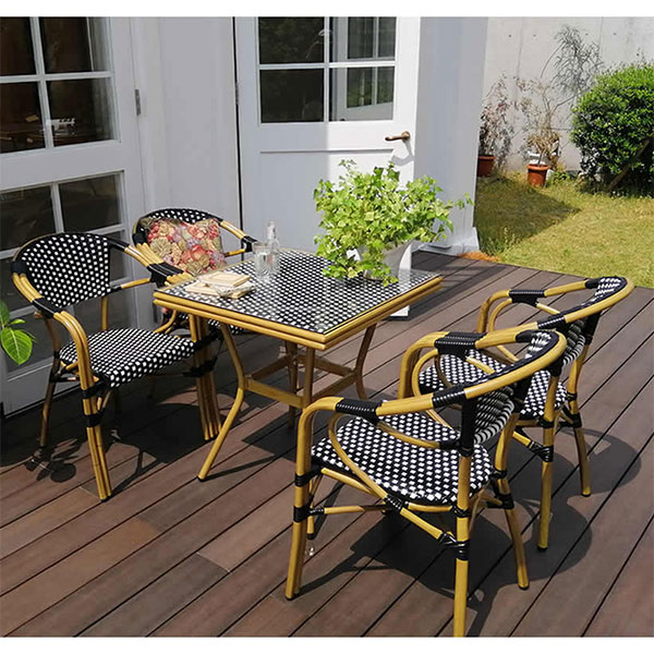 [送料無料]スクエアテーブル５点セット「プレジール」　ブラック（PLS-S70-5PSET-BLK）