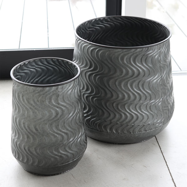 ウェーブ・ラウンドポット 2点セット（BW-05）