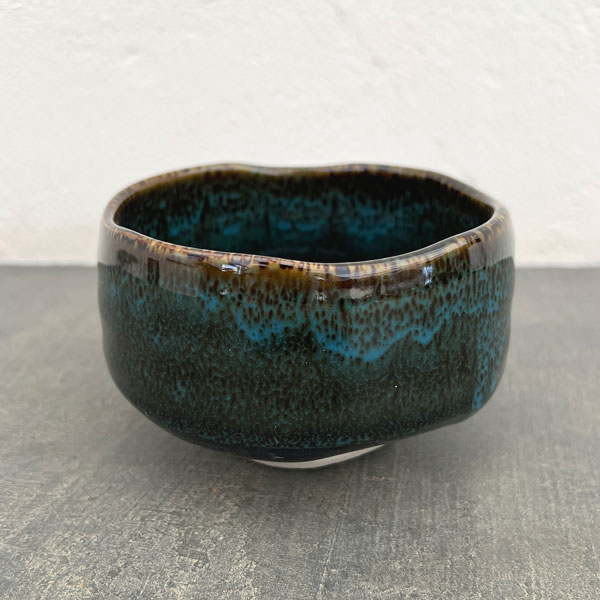 リキュウ ポット:TENMOKU青/Mサイズ(直径約11.0cm、高さ約6.7cm)