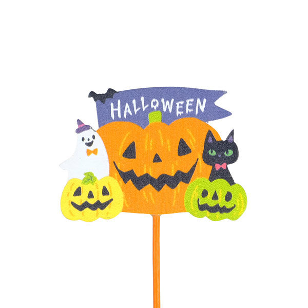 木製プレートピック　ハロウィンの仲間たち　（HW728）