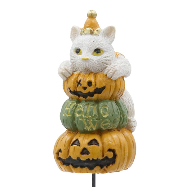 ハロウィンレジンピック25-Bキャット*ジャックオーランタンWH/ホワイト（WGHW02WH）