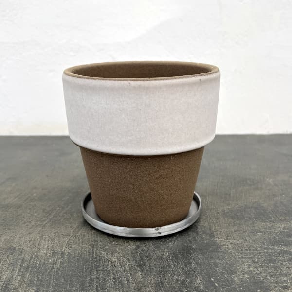リムカラープランター120（直径約12.2cm）ホワイト・受け皿付き