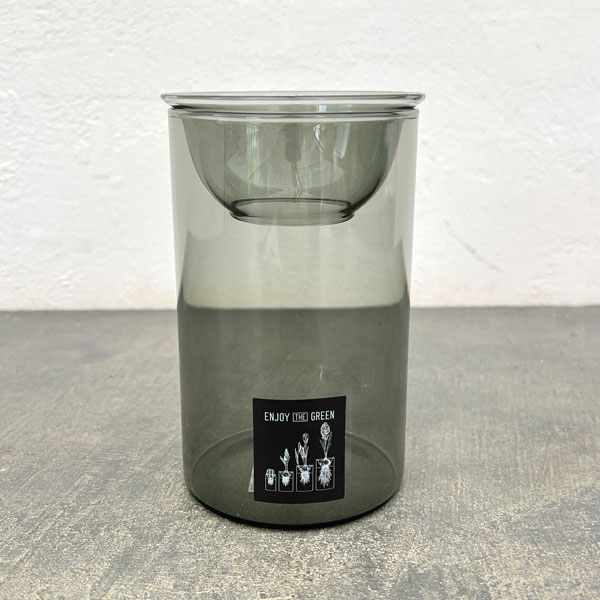 バルブベース 水栽培ガラスベース グレーショート(KEGY4060GY)(容器のみ)