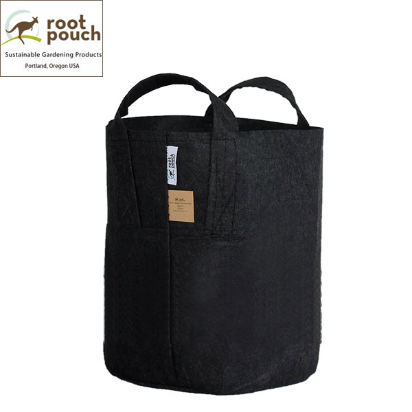 ルーツポーチ：ブラック6ガロン・持手あり（幅=直径29cm、高さ36cm）