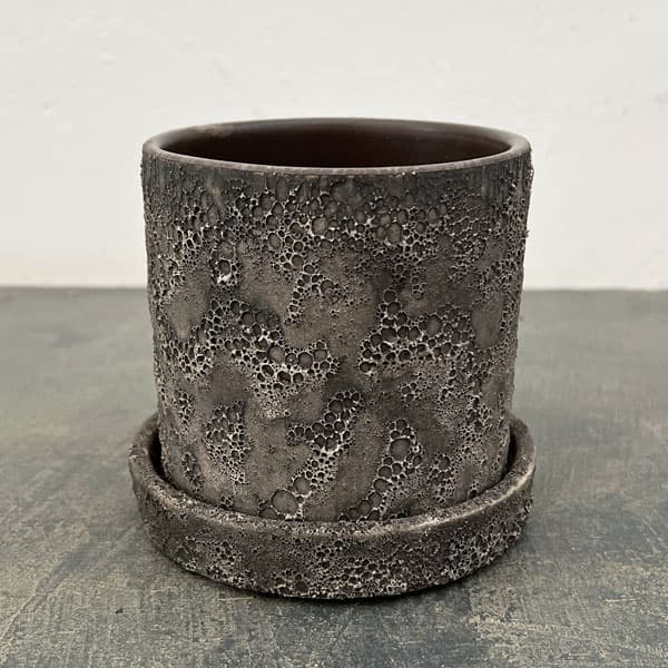 ジュリア：濃グレイM（直径10cm）・受け皿付