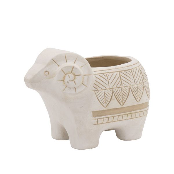 アフリカンアニマルポット：ひつじ　ホワイト（CP2625WH）幅17cm高さ12cm