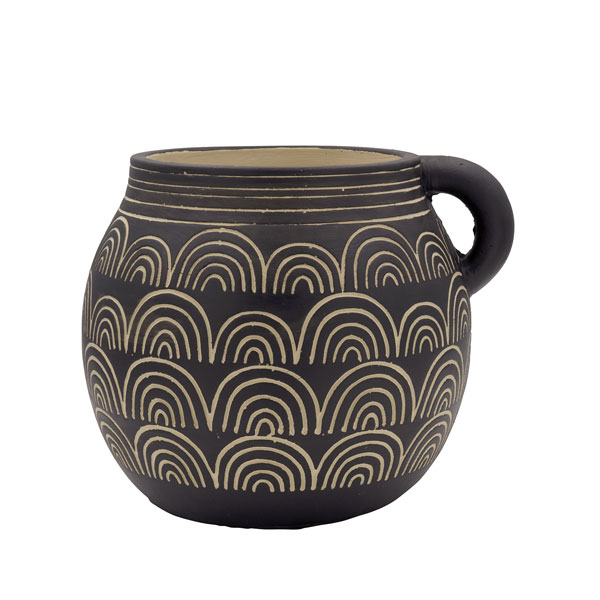 アフリカンポット11　ブラック（CP2641BK）/幅21.5cm高さ16.5cm