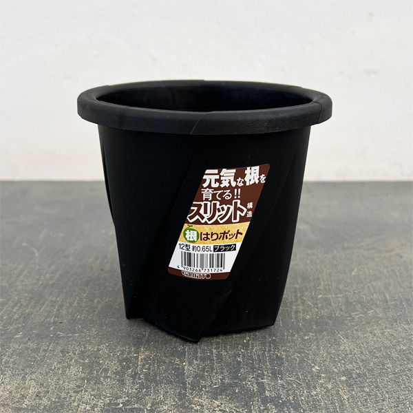 根はりポット 12型（直径12.0cm、高さ11.4cm、容量0.65L）ブラック