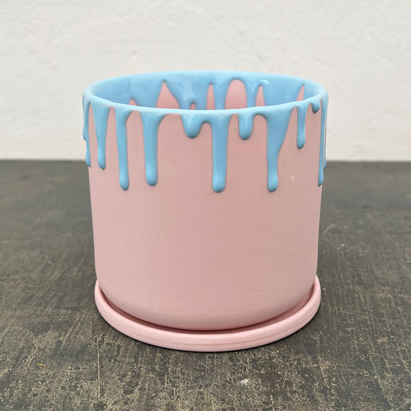 ドリーナ11P（直径11cm）ピンク＆ブルー・皿付／84090