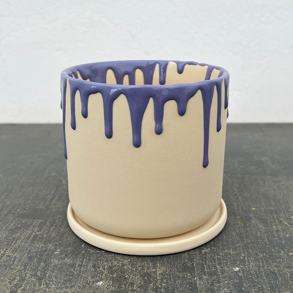 ドリーナ11Y（直径11cm）イエロー＆パープル・皿付／84093