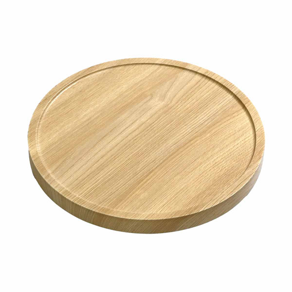 [送料無料]天然素材調のマルチトレー（キャスター付）1個 丸型30cm　ナチュラルオーク（TR-CS-300NTU）