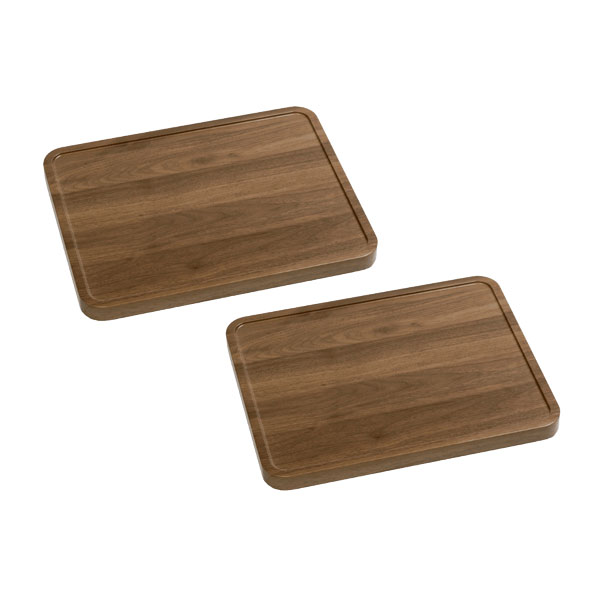 [送料無料]天然素材調のマルチトレー（キャスター付） 2個セット 角型40cm ウォルナット（TR-CS-2P-400BRN）