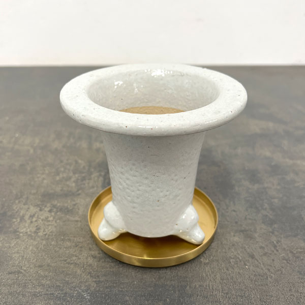 RAKU プランター 白 O-85（直径約12.5cm）・受け皿付き