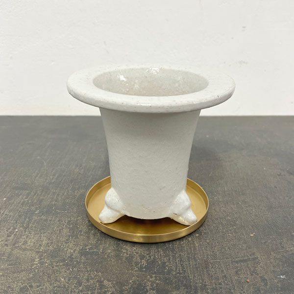 RAKU プランター 白 O-95（直径約14cm）・受け皿付き