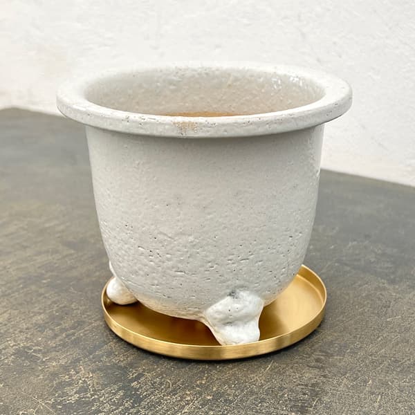 RAKU プランター 白 K-105（直径約14cm）・受け皿付き