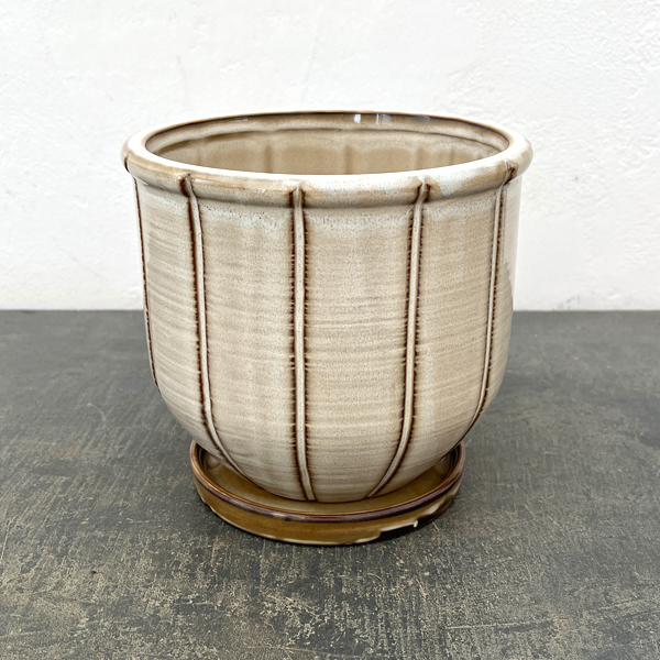 エンシェント ポット アンド ソーサー Lサイズ アイボリー（直径17.4cm×高さ15.7cm）