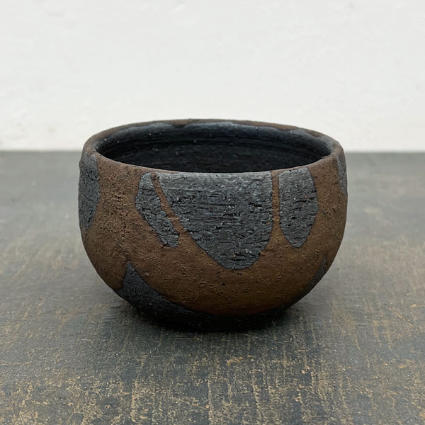信楽焼き：金彩流し丸 S（直径約9cm）
