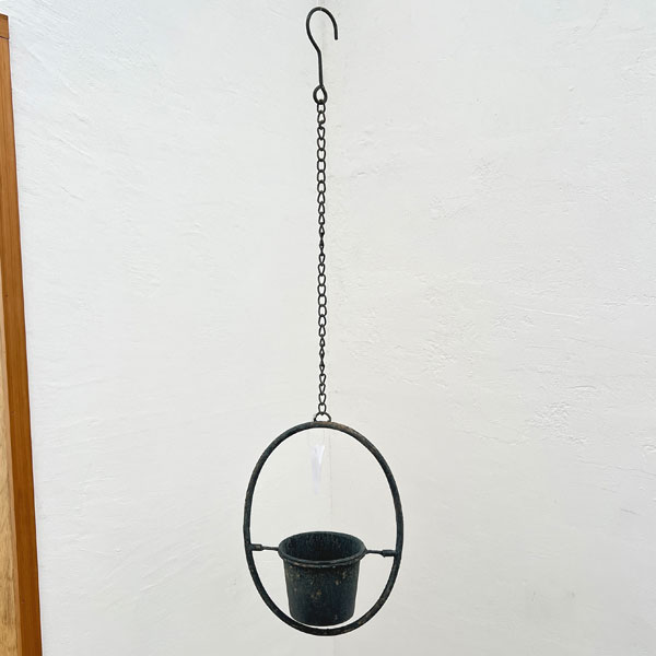 オーバルアイアンポットDGY（UF758）幅20cm、高さ26cm（内径9.5cm）