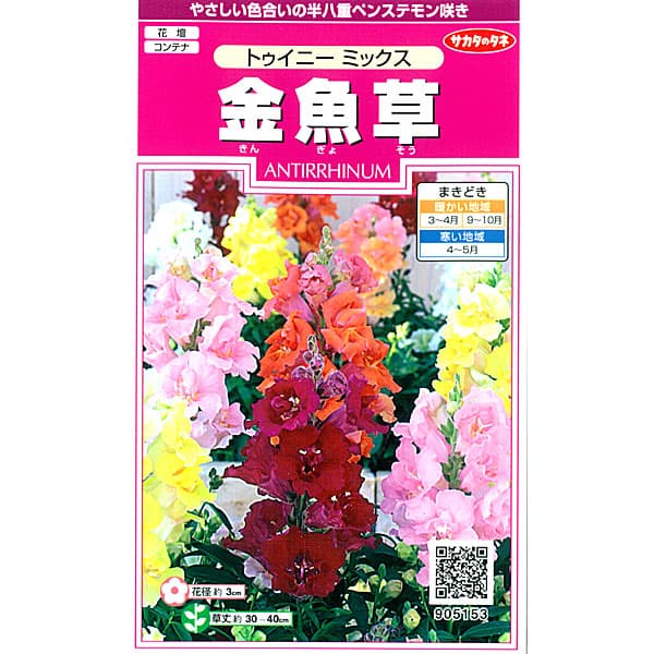 キンギョソウ（金魚草）：トゥイニーミックスの種 2袋セット[サカタ　花タネ]