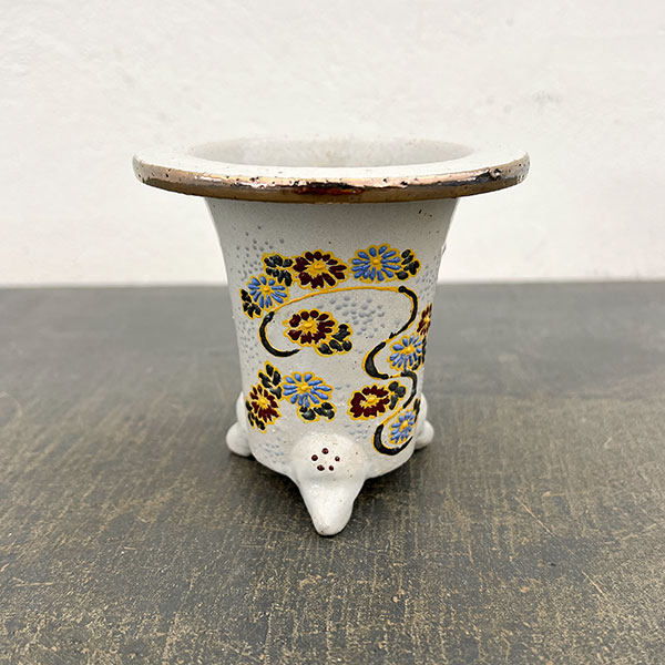 オモト鉢：錦鉢　菊（きく）・白【273164】／外径10.5cm（内径7.5cm）