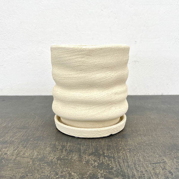 ピサロ：白マットM（直径約14cm）・受け皿付