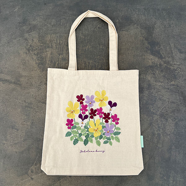 神戸ビオラ 刺繍バッグ（幅34cm、高さ38cm）