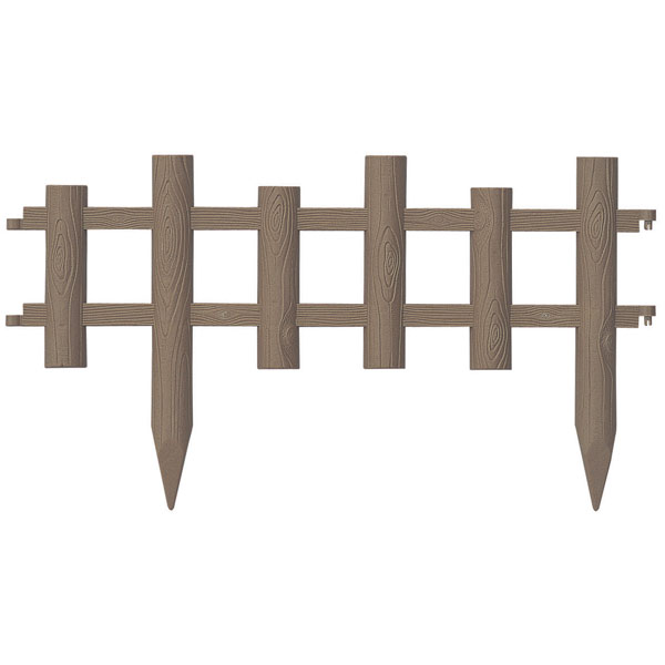 ガーデンフェンス木目調60型ブラウン3枚入り（高さ33.5cm、幅61cm）