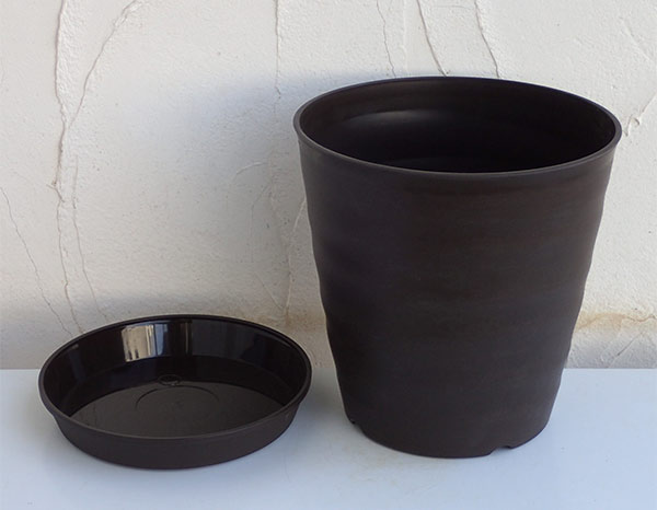 フレグラーポット：27型ダークブラウン受け皿付き