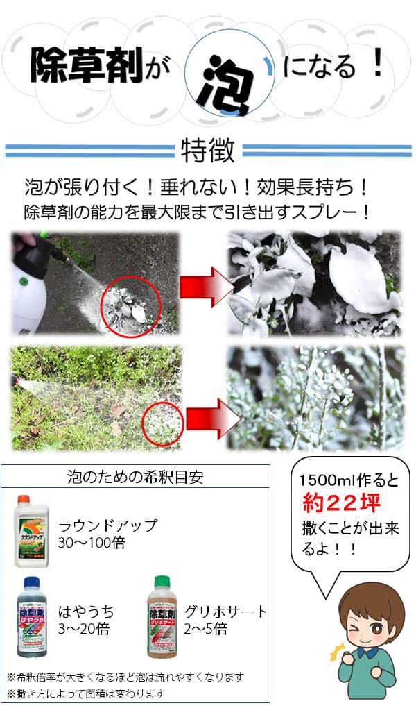 噴霧器:除草剤が泡になる噴霧器:ガーデンフォーミー1.5リットル