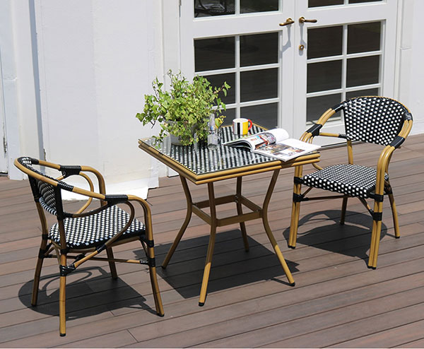 [送料無料]スクエアテーブル３点セット「プレジール」　ブラック（PLS-S70-3PSET-BLK）