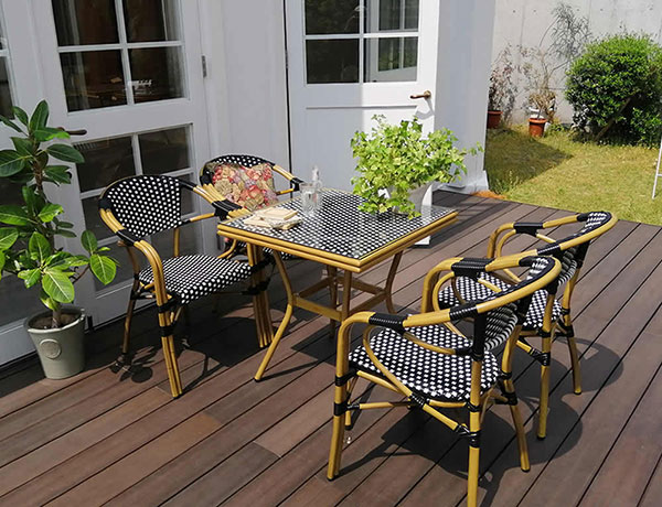 [送料無料]スクエアテーブル５点セット「プレジール」　ブラック（PLS-S70-5PSET-BLK）