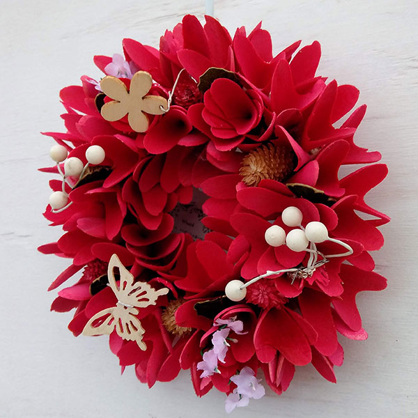 ガーベラとダリアのリースナチュラル花籠リース