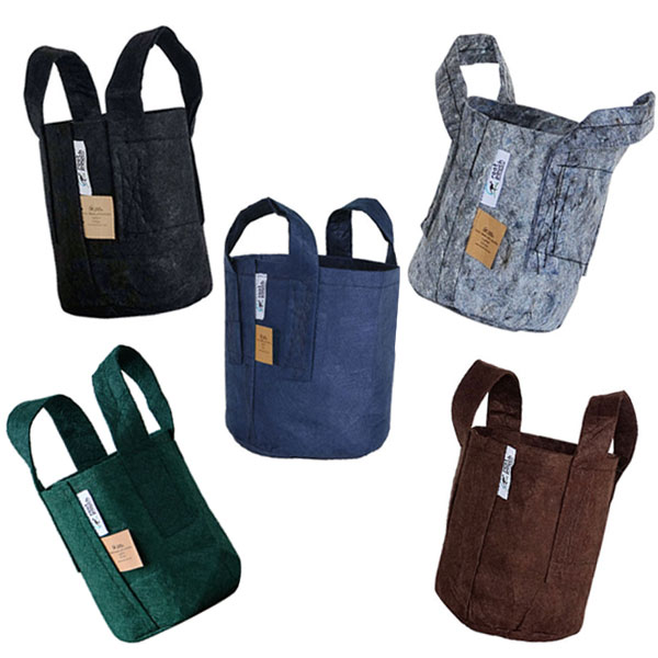 ルーツポーチ：1ガロン持ち手あり5色セット（幅=直径15cm、高さ19cm）