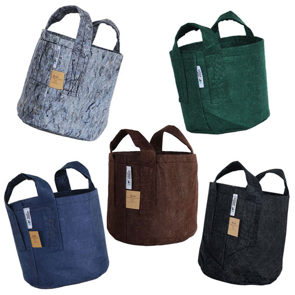 ルーツポーチ:2ガロン持ち手あり5色セット(幅=直径21cm、高さ21cm)