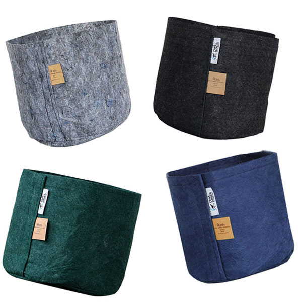 ルーツポーチ：3ガロン持ち手なし4色セット（幅=直径25.5cm、高さ21.5cm）