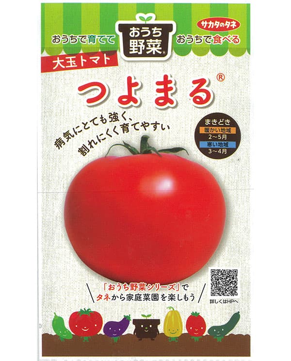 トマト：大玉トマト　つよまる 2袋セット[サカタ　野菜タネ　「おうち野菜」シリーズ]