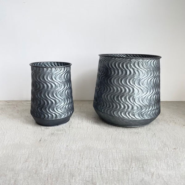 ウェーブ・ラウンドポット 2点セット（BW-05）