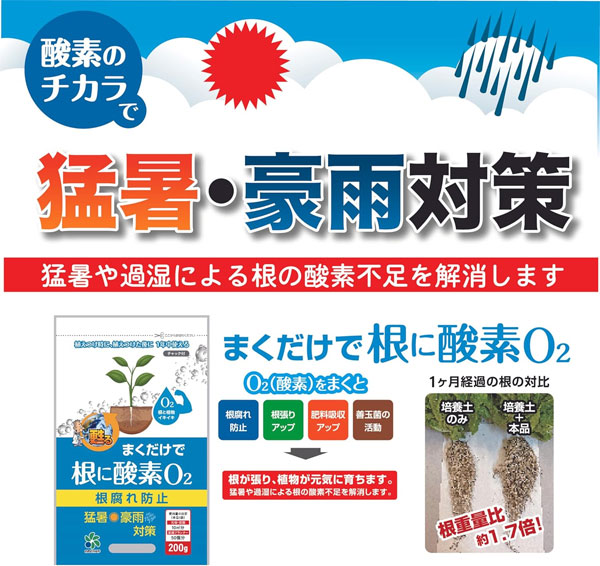まくだけで根に酸素O2・200グラム入り