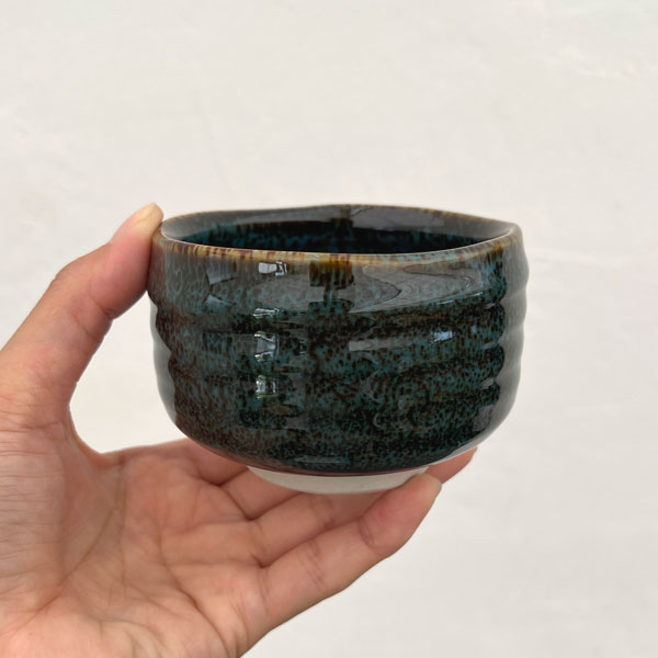 リキュウ ポット:TENMOKU青/Sサイズ(直径約9.0cm、高さ約6.1cm)