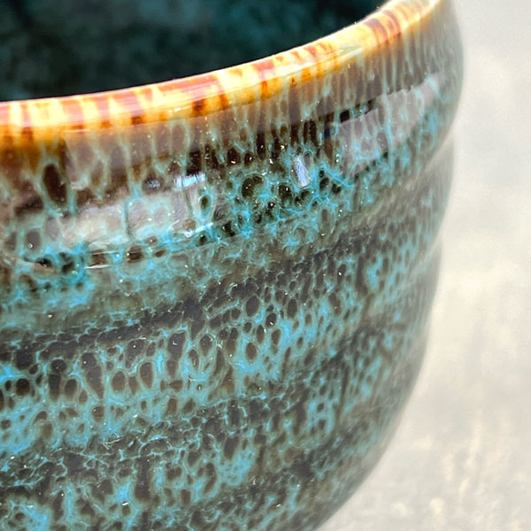 リキュウ ポット:TENMOKU青/Sサイズ(直径約9.0cm、高さ約6.1cm)