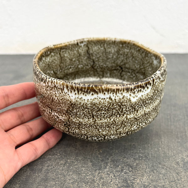 リキュウ ポット:TENMOKU白/Mサイズ(直径約11.0cm、高さ約6.7cm)