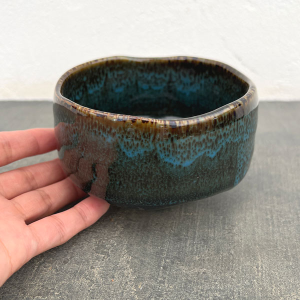 リキュウ ポット:TENMOKU青/Mサイズ(直径約11.0cm、高さ約6.7cm)