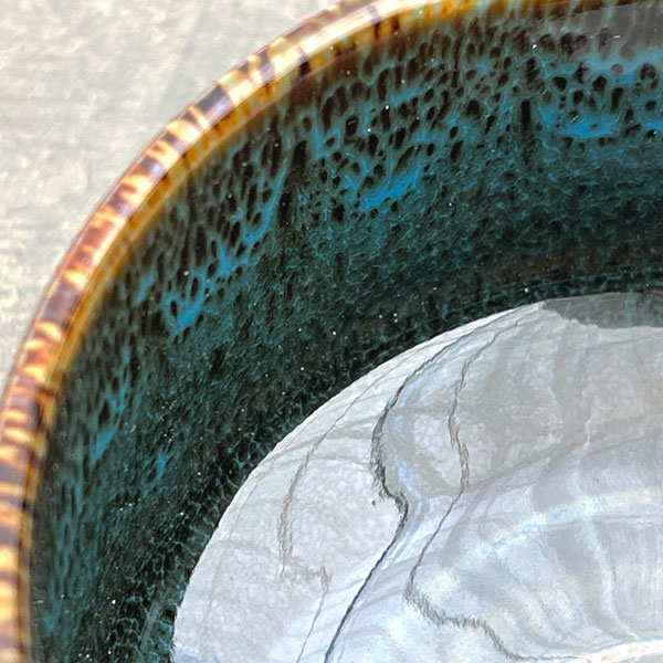 リキュウ ポット:TENMOKU青/Mサイズ(直径約11.0cm、高さ約6.7cm)