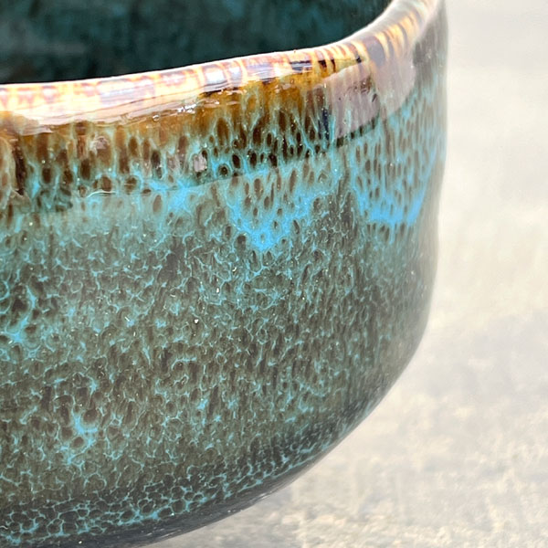 リキュウ ポット:TENMOKU青/Mサイズ(直径約11.0cm、高さ約6.7cm)