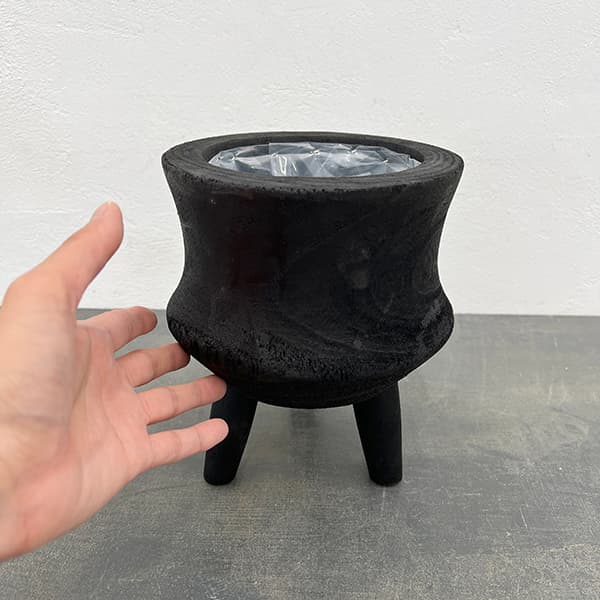 ナックス 足つきポット ブラック 16cm
