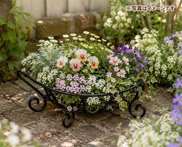 寄せ植えバスケット：ラウンドYS-80R／ブラック（幅30.7cm）