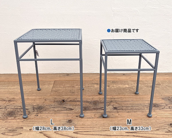グレー角花台ロー　Mサイズ（幅23cm、奥行23cm、高さ33cm）AFGK24-S2S