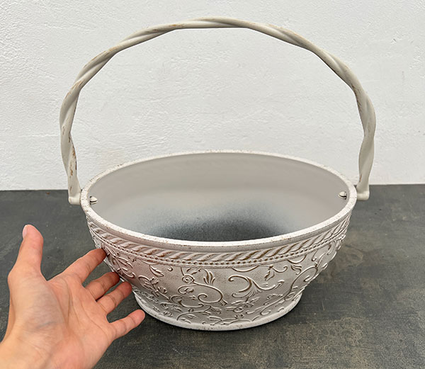 ミニローズオーバルバスケットIG アイボリー×ゴールド／幅31cm（FC055IG）